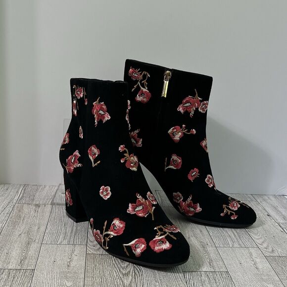 Karl Laggerfeld Edith Boots Women's 8.5 Floral Leather Multi Ankle Bootie - Picture 1 of 17